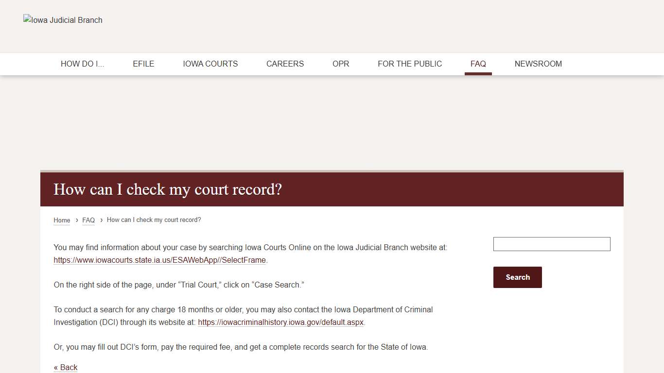 How can I check my court record? FAQ Iowa Judicial Branch